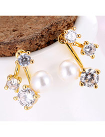 Sweet Gold Color Diamond&pearl Ball Shape Decorated Simple Earring