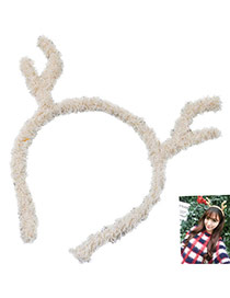 Sweet White Brushy Deer Ear Shape Decorated Pure Color Hair Clasp