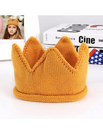 Lovely Orange Crown Shape Decorated Simple Knitting Hat