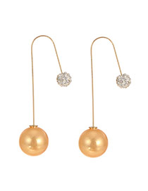 Elegant Champagne? Diamond Decorated Pearl Pendant Earring
