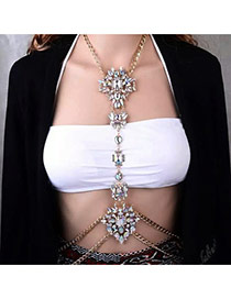 Exaggerated White Hollow Out Flower Decorated Simple Body Chain