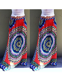 Fashion Multi-color Big Round Flower Pattern Decorated Falbala Long Skirts