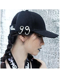 Fashion Black Metal Ring Decorated Hollow Out Baseball Cap