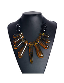Exaggerated Yellow Irregular Shape Gemstone Decorated Hand-woven Collar Necklace