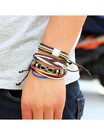 Retro Multi-color Metal 8 Shape Decorated Hand-woven Multilayer Bracelet