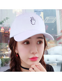 Fashion White Finger Pattern Decorated Pure Color Simple Baseball Hat