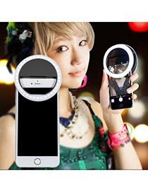 Trendy Black Hollow Out Round Shape Design Simple Led Beauty Selfie Timer(without The Battery)