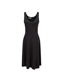 Fashion Black Pure Color Design Sleeveless Slim Long Dress