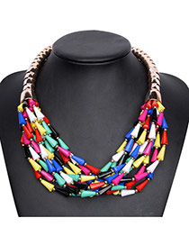 Fashion Multi-color Multi-layer Bead Decorated Short Chain Simple Necklace
