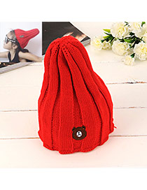 Fashion Red Little Bear Pattern Decorated Baby Knitted Hat