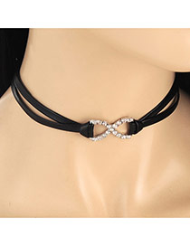Fashion Black Hourglass Decorated Double Layer Necklace
