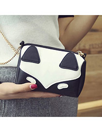 Fashion Black Fox Pattern Decorated Color Matching Mini Handbag