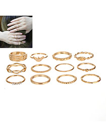 Fashion Gold Color Diamond Decorated Pure Color Irregular Shape Necklace(12pcs)