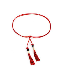 Bohemia Red Tassel &round Shape Decorated Simple Belt