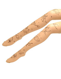 Personality Fleshcolor Constellation Pattern Decorated Simple Silk Stockings