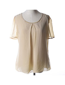 Trendy Skin Color O Shape Neckline Design Pure Color Short Sleeve Shirt