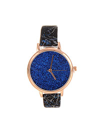 Delicate Blue Shimmering Powder Decorated Pure Color Strap Watch