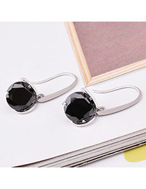 Fashion Black Round Shape Diamond Decorated Simple Design Earrings