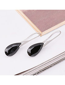 Elegant Black Water Drop Shape Diamond Decorated Simple Earrings