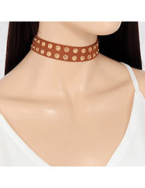 Retro Coffee Round Shape Decorated Hollow Out Design Choker