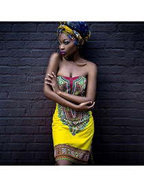 Falda Belleza De Estilo África Sin Tirantes Decorado Con Pinturas