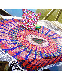 Fashion Red Regular Geometric Pattern Decorated Tassel Yoga Mat&shawl