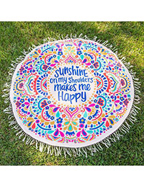 Fashion Multi-color Flower&letter Pattern Decorated Tassel Yoga Mat&shawl