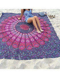 Fashion Purple+plum Red Regular Geometric Pattern Decorated Square Yoga Mat&shawl