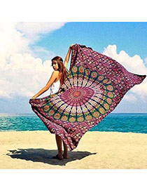 Fashion Purple Regular Geometric Pattern Decorated Square Yoga Mat&shawl