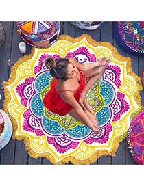 Fashion Multi-color Regular Geometric Shape Pattern Decorated Tassel Shawl