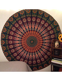 Fashion Green Peacock Flower Pattern Decorated Round Shape Shawl