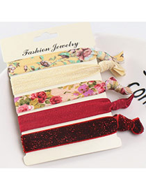 Sweet Multi-color Flower&butterfly Pattern Decorated Knot Hair Band (5pcs)