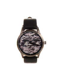 Elegant Black Round Shape Dial Plate Design Pure Color Strap Watch