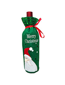 Lovely Green Father Christmas Pattern Decorated Simple Wine Bottle Bag
