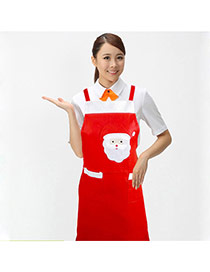 Lovely Red Father Christmas Pattern Decorated Color Matching Simple Apron