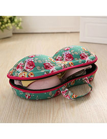 Fashion Green Flower Pattern Decorated Underwear Travel Storage Package