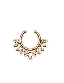 Vintage Rose Gold Geometric Decorated Hollow Out Pure Color U Shape Nose Ring