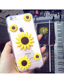 Cute Yellow+brown Sunflower Shape Decorated Transparent Iphone7 Case