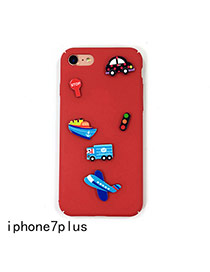 Cute Red Cartoon Vehicle Decorated Pure Color Iphone7plus Case