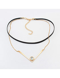 Fashion Gold Color+white Round Shape Decorated Double Layer Simple Choker