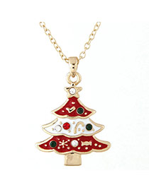 Sweet Multi-color Christams Trees Pendant Decorated Simple Necklace