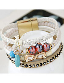 Trendy White Multielement Pendant Decorated Multilayer Bracelet