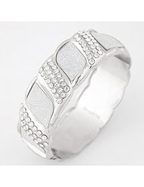 Elegant Silver Color Geometrical Grid Decorated Simple Bracelet