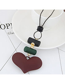 Sweet Coffee Heart Shape Pendant Decorated Simple Necklace