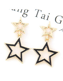 Sweet White Star Pendant Decorated Hollow Out Design Simple Earrings