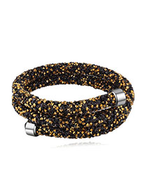 Personality Gold Color+black Metal Round Decorated Pure Color Simple Bracelet