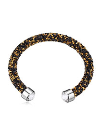 Personality Gold Color+black Metal Round Decorated Pure Color Simple Bracelet
