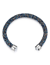 Personality Blue Metal Round Decorated Pure Color Simple Bracelet