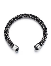 Personality Black+white Metal Round Decorated Pure Color Simple Bracelet