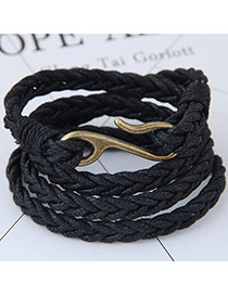Fashion Black Irregular Shape Decorated Multi-layer Color Matching Bracelet